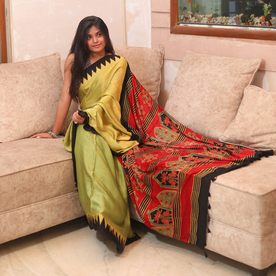 Ajrakh Modal Silk Sari