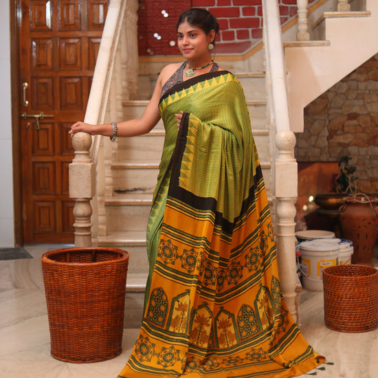 Ajrakh Modal Silk Sari