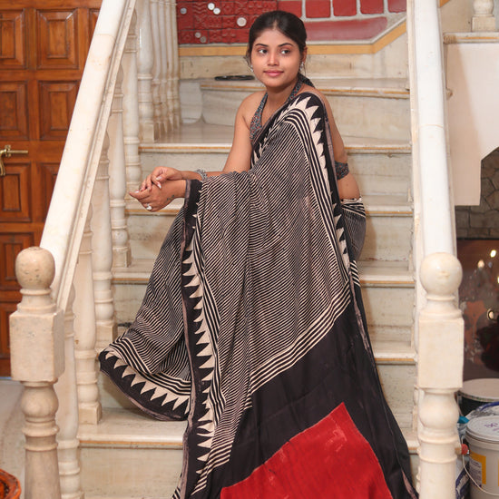 Ajrakh Modal Silk Sari