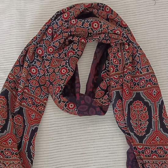 Ajrakh print on soft cotton stole
