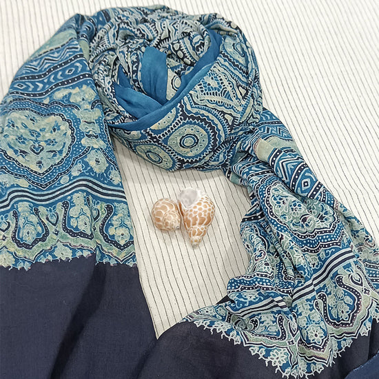 Ajrakh Print on modal Silk Stole