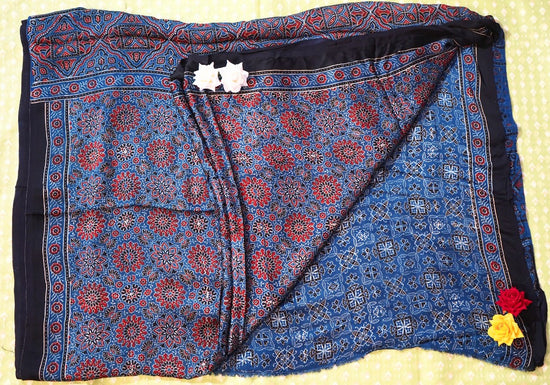 Ajrakh  model silk  saree
