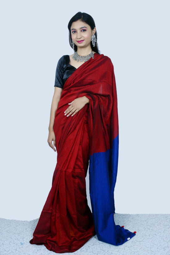 Begumpuri Soft Bengal Cotton Handloom Sari With Tassels