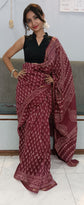 Chanderi Silk Cotton Sari With Dabu Print
