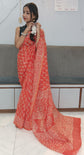 Chanderi Silk Cotton Sari With Dabu Print