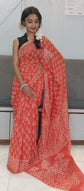 Chanderi Silk Cotton Sari With Dabu Print