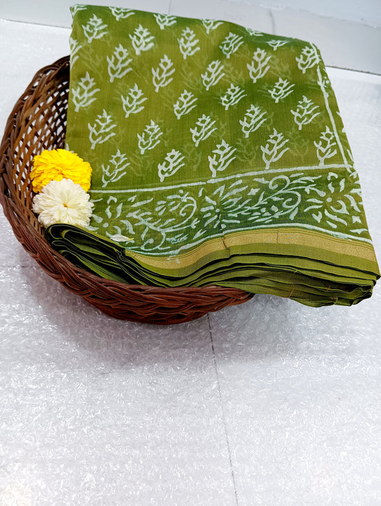 Chanderi Silk Cotton With Dabu Print