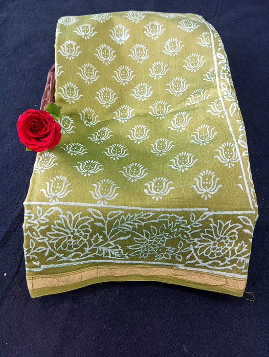 Chanderi Silk Cotton With Dabu Print