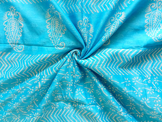 Chanderi Silk Cotton Sari With Dabu print