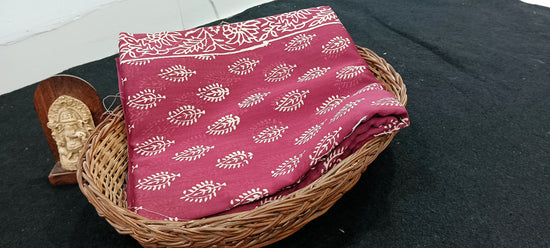 Chanderi Silk Cotton Sari With Dabu Print