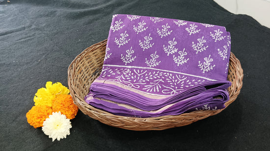 Chanderi Silk Cotton Sari With Dabu Print