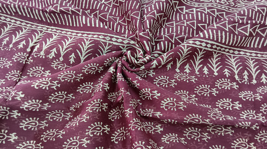 Chanderi Silk Cotton Sari With Dabu Print