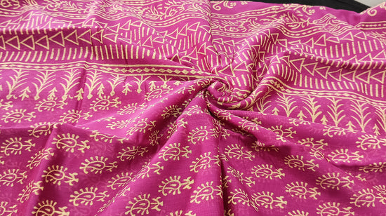 Chanderi Silk Cotton Sari With Dabu Print