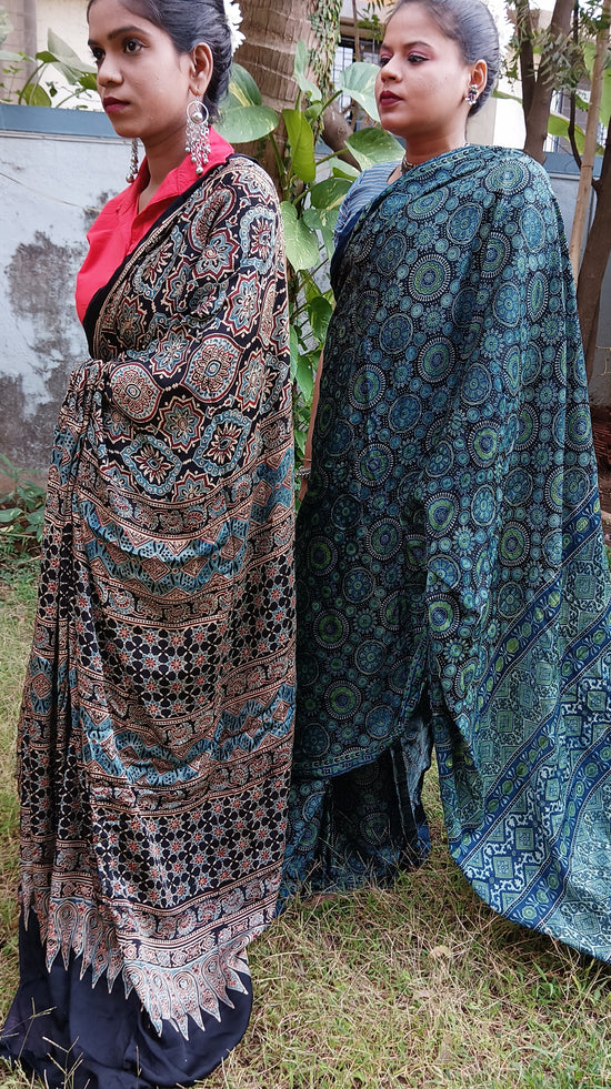Ajrakh Modal SIlk Sari