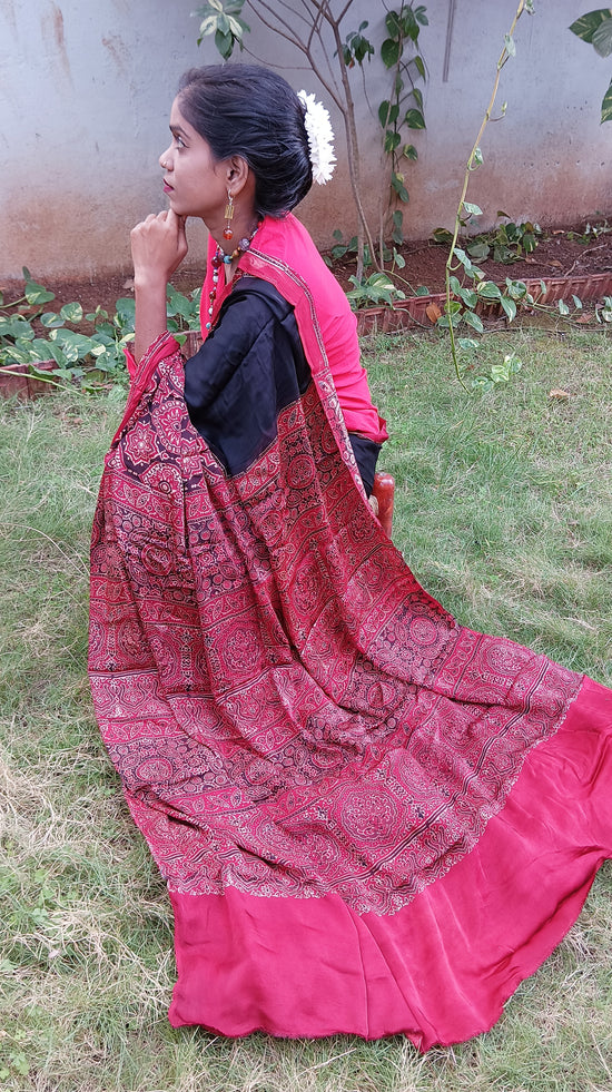 Ajrakh Modal Silk Sari