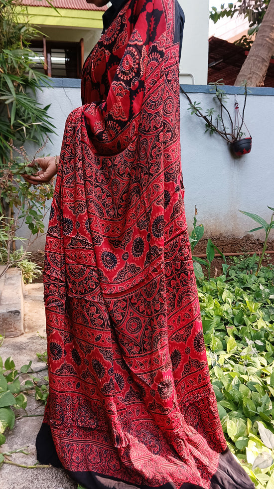 Ajrakh modal Silk saree