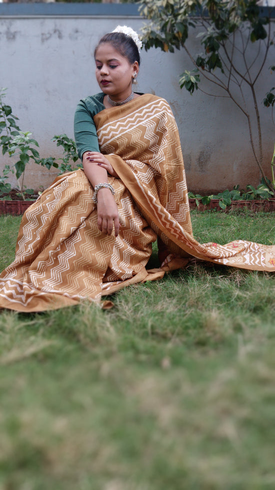Ajrakh Modal Silk Sari