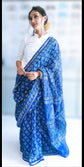 Chanderi Silk Cotton Sari With Dabu print