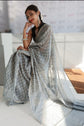 Chanderi Silk Cotton Sari With Dabu print